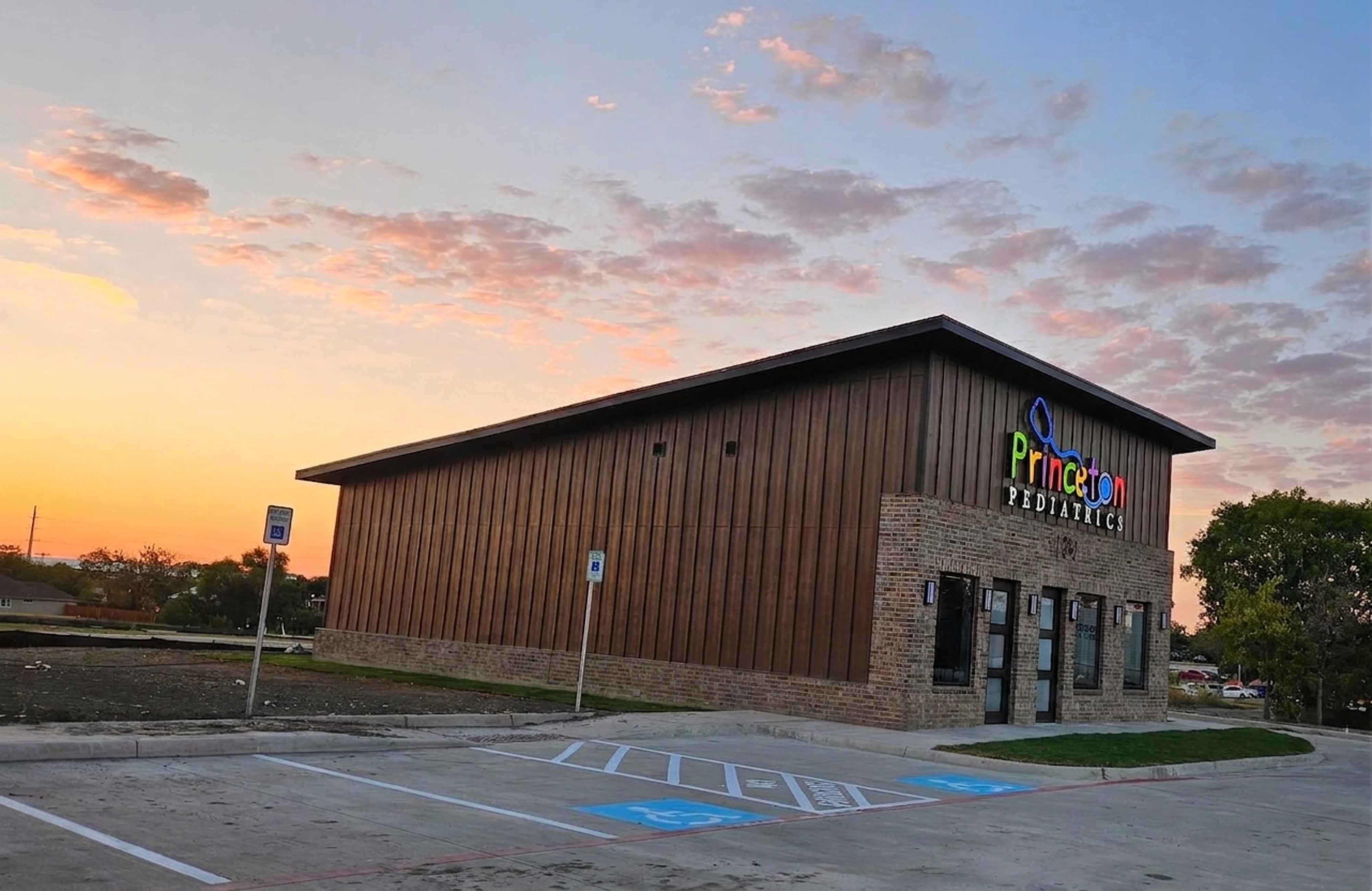 Princeton Pediatrics building at sunset